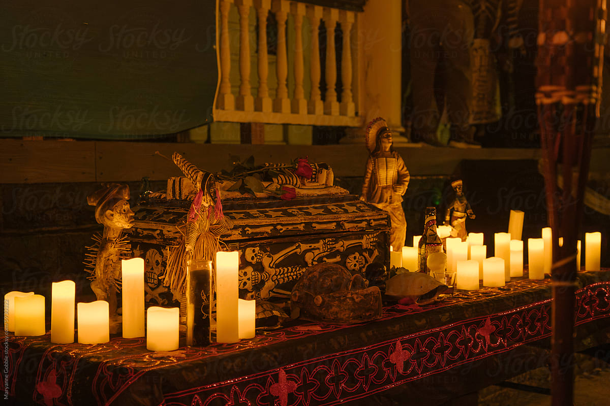 Altar and Candles During New Orleans Mardi Gras