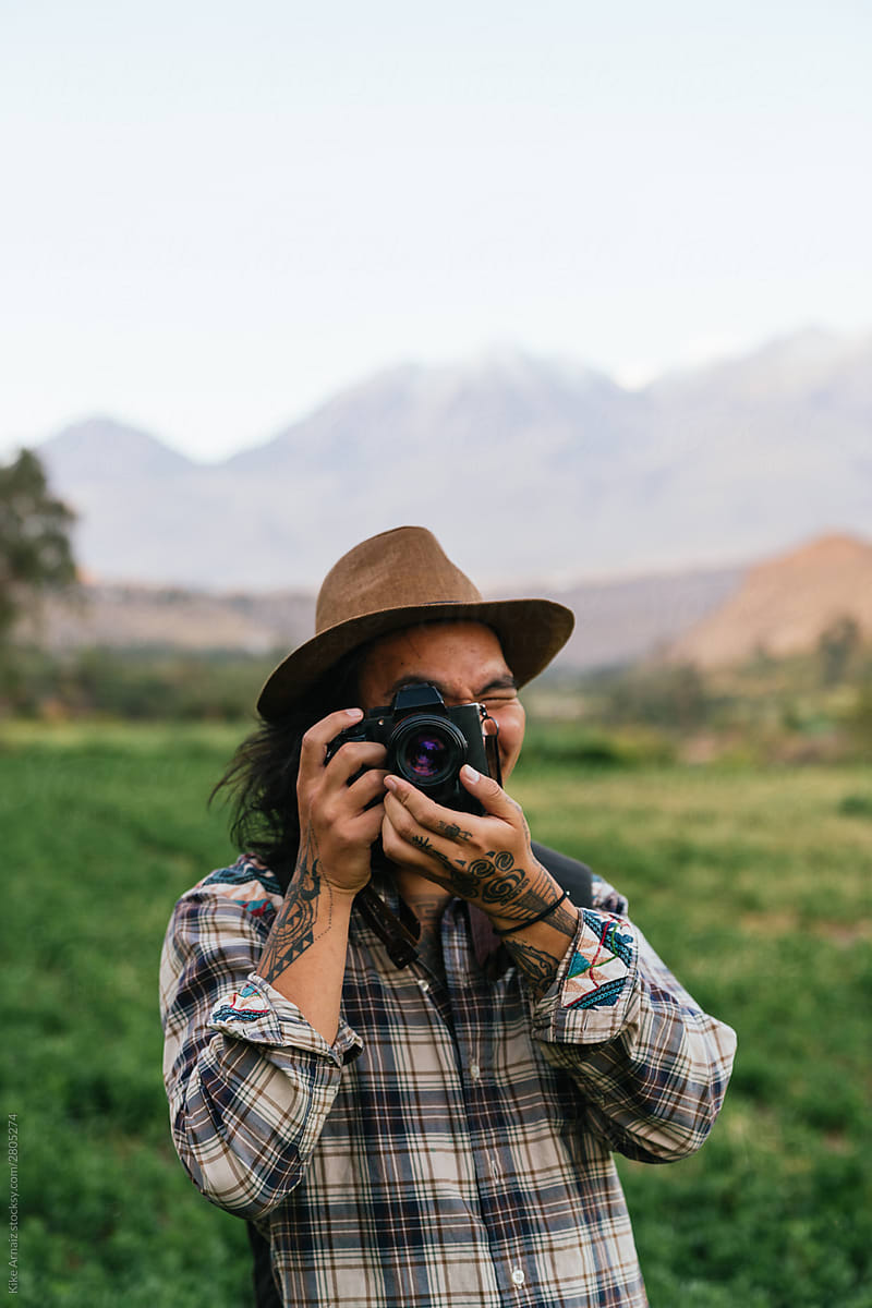 Man taking photographs in nature