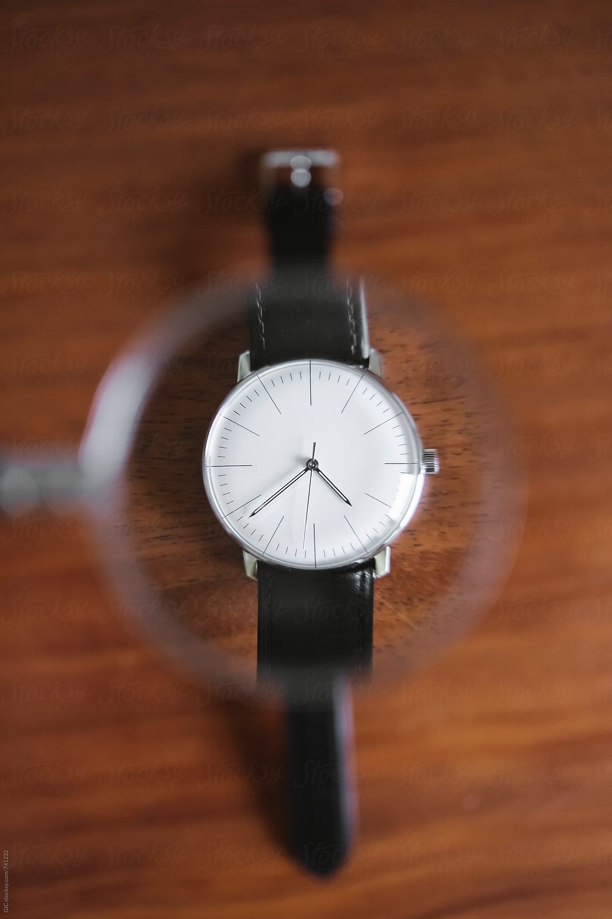 Magnifying lens on a vintage watch