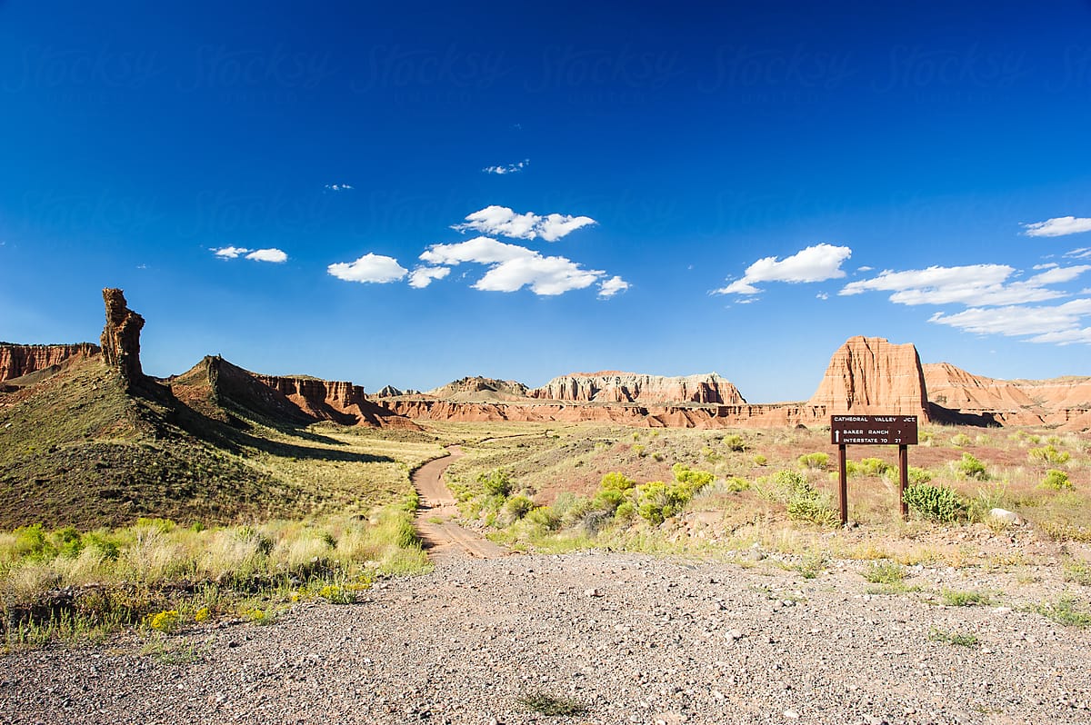 road in cathedral valley at capitol reef national park