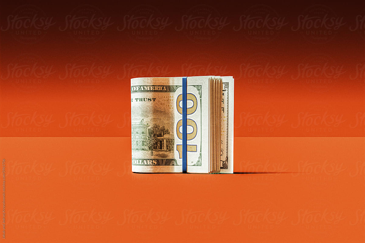 100$ Roll, Folded American Dollar Banknotes