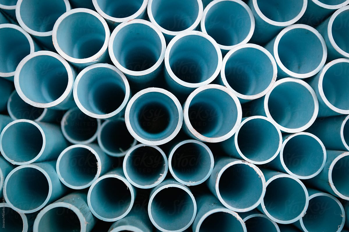 Blue plastic pipes background