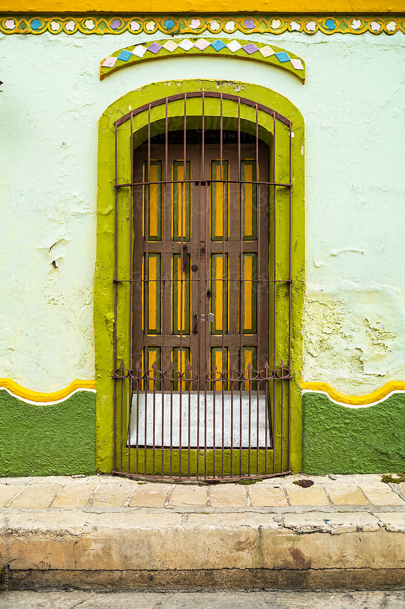 Colorful colonial facade in Mexico