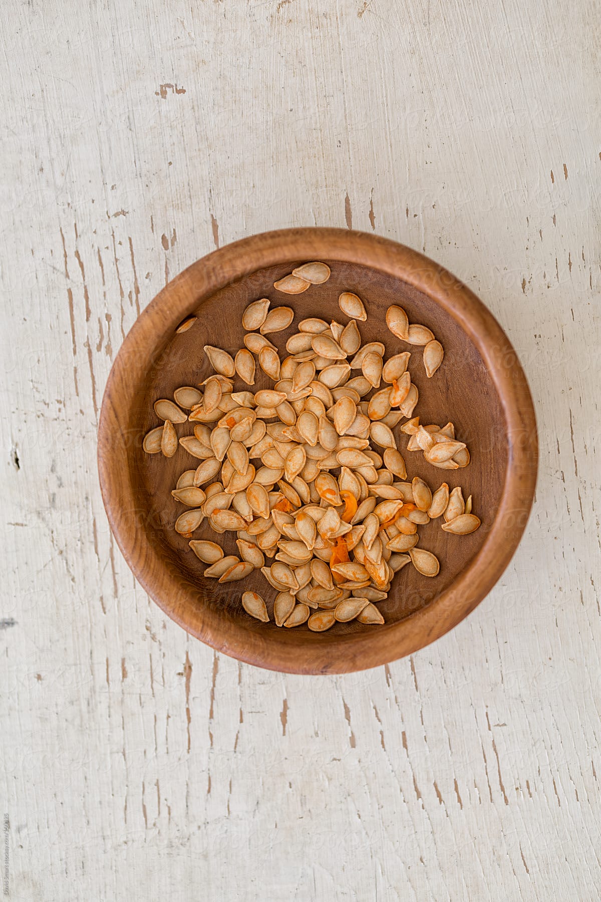 Butternut Squash Seeds in a Wooden Bowl