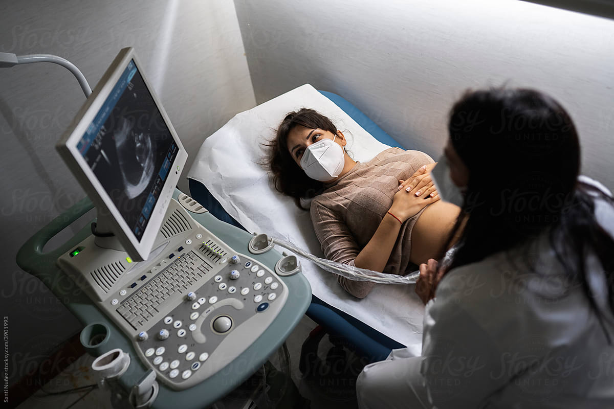 Pregnant woman Ultrasound Obstetrician. Ecography