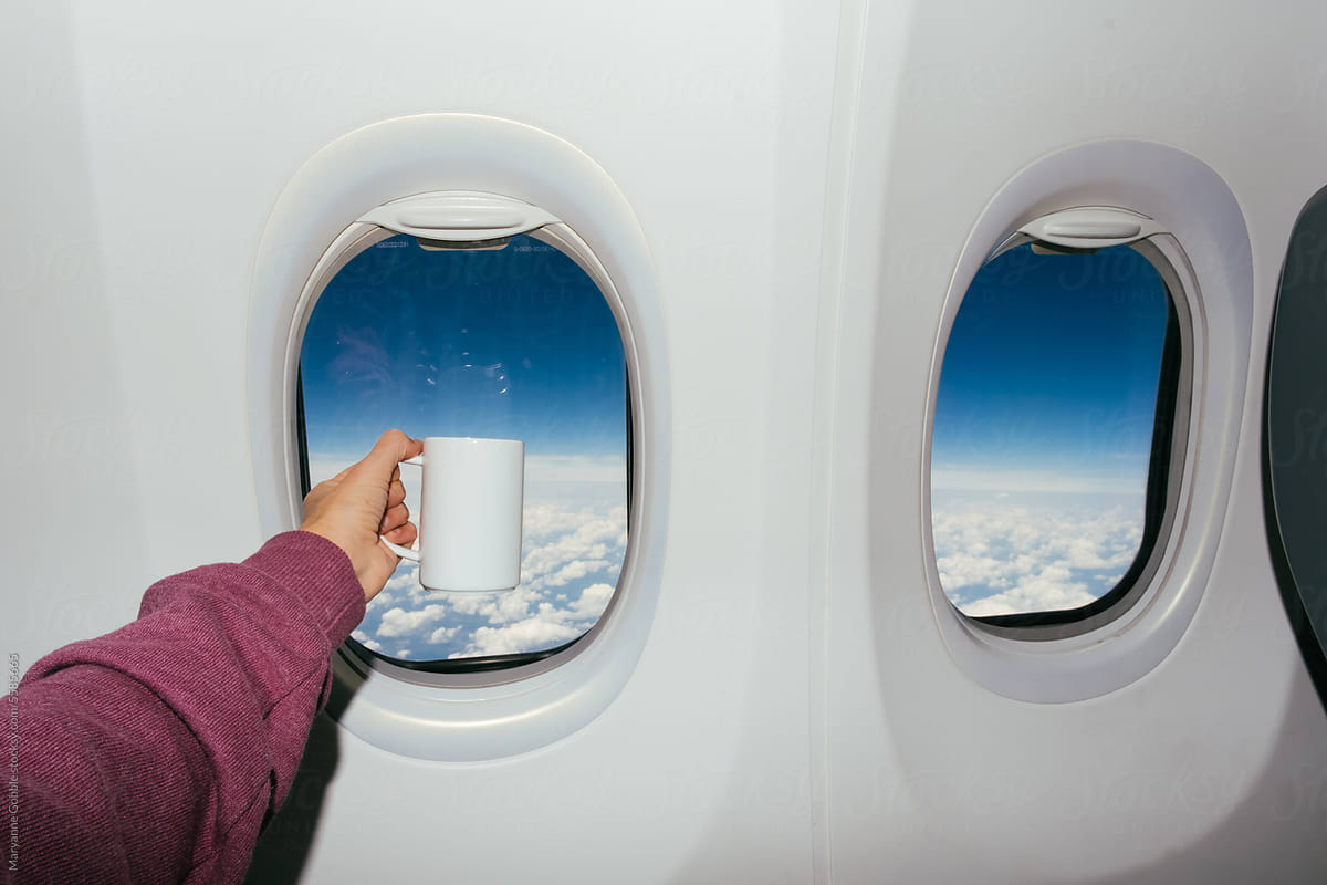 Coffee with Airplane Window View