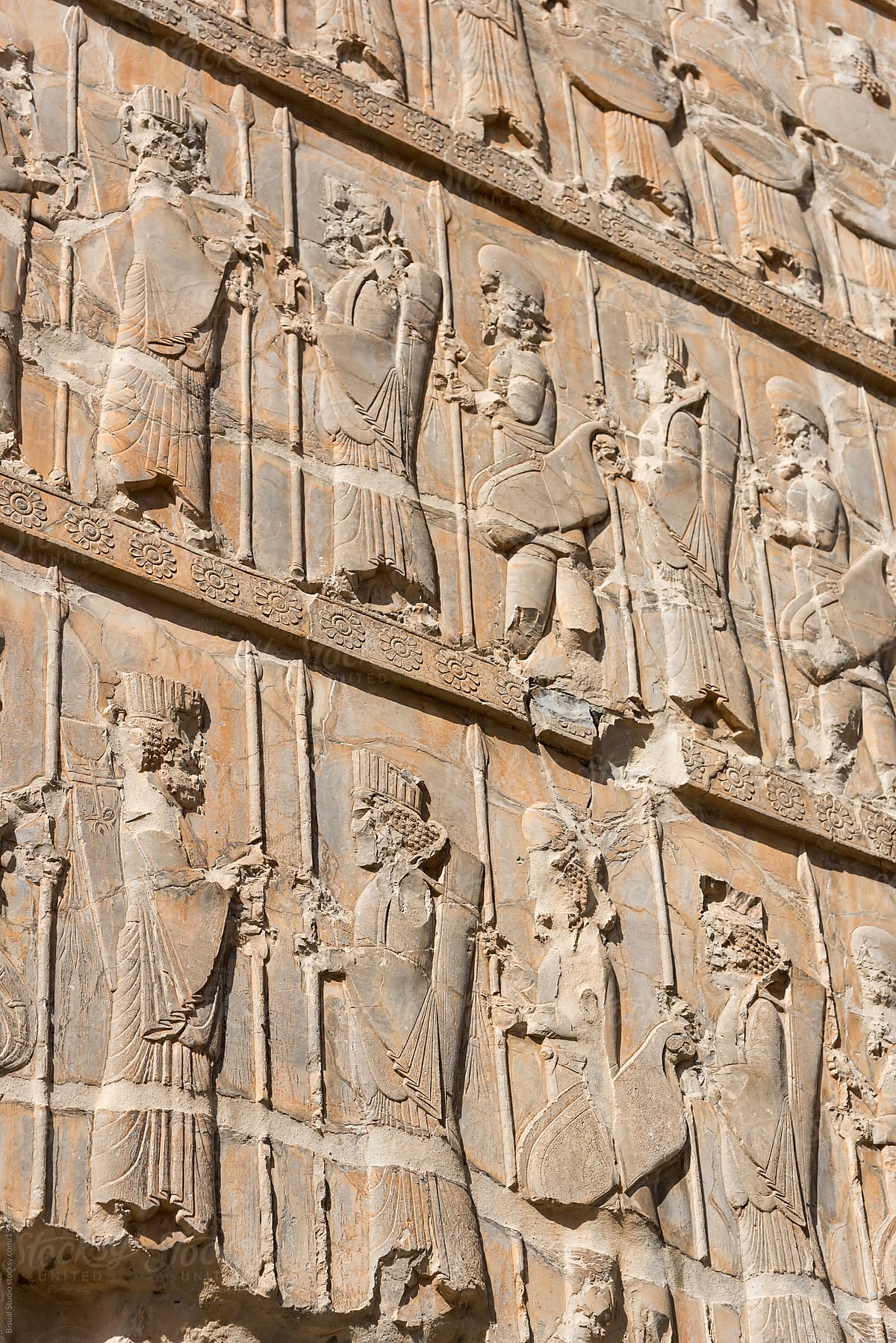 Relief in stone wall of ancient temple