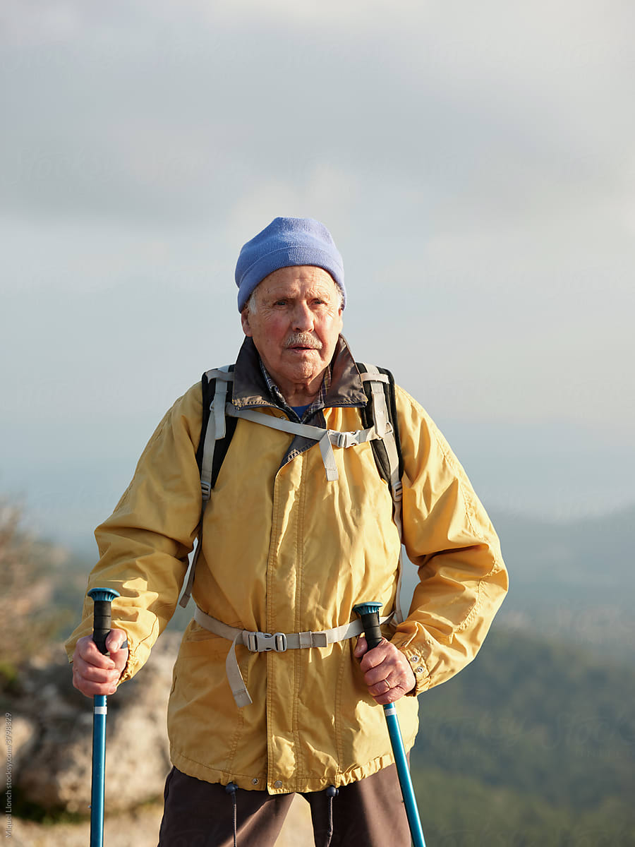 Active senior hiker outdoors