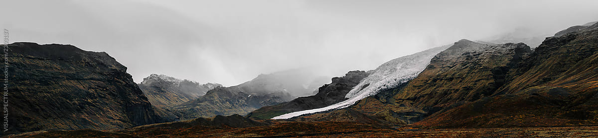 Iceland Glacier With Amazing Mountain Panorama Landscape