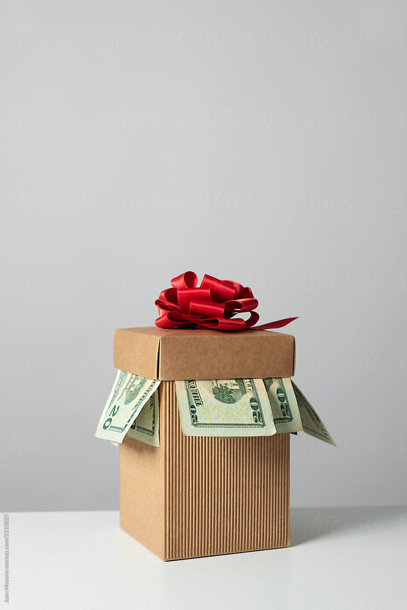 money in a gift box