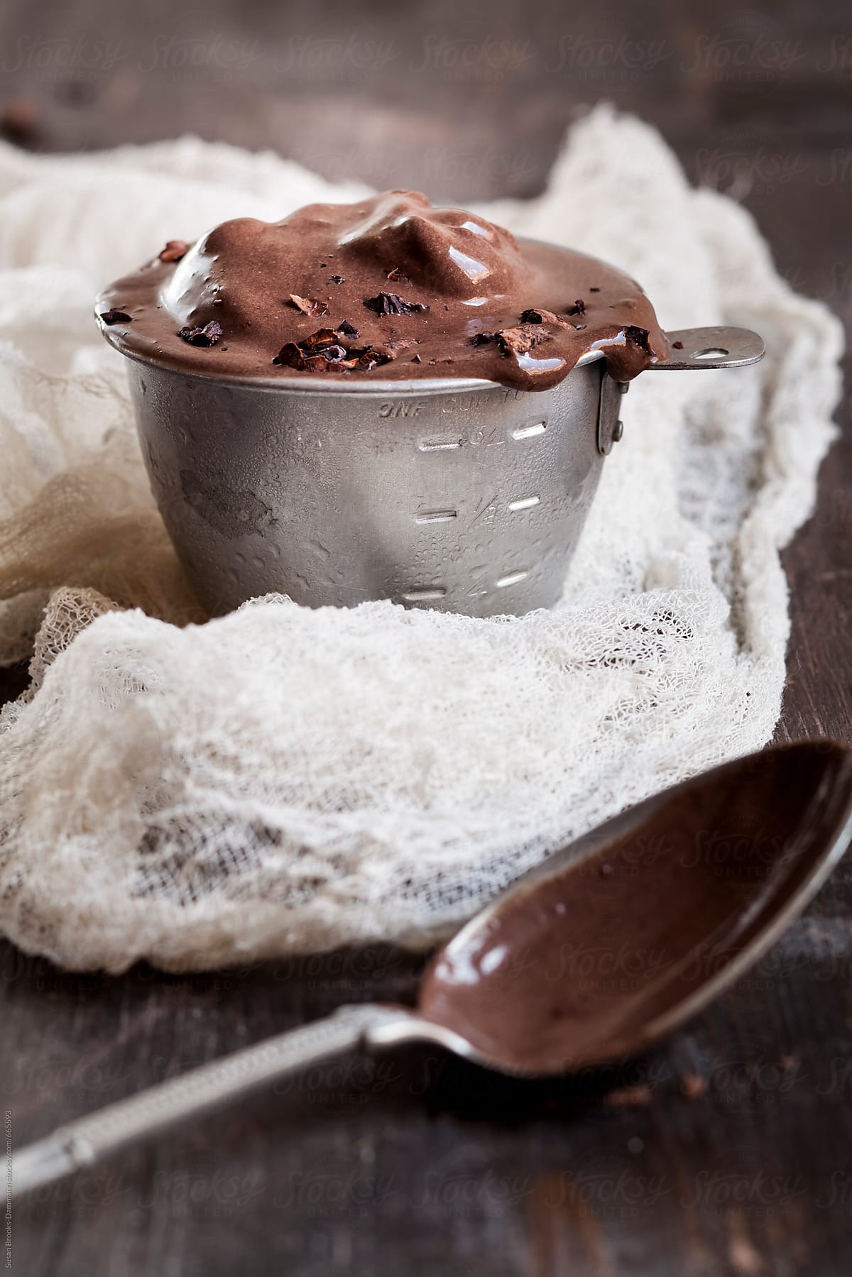 Chocolate ice-cream in a tin