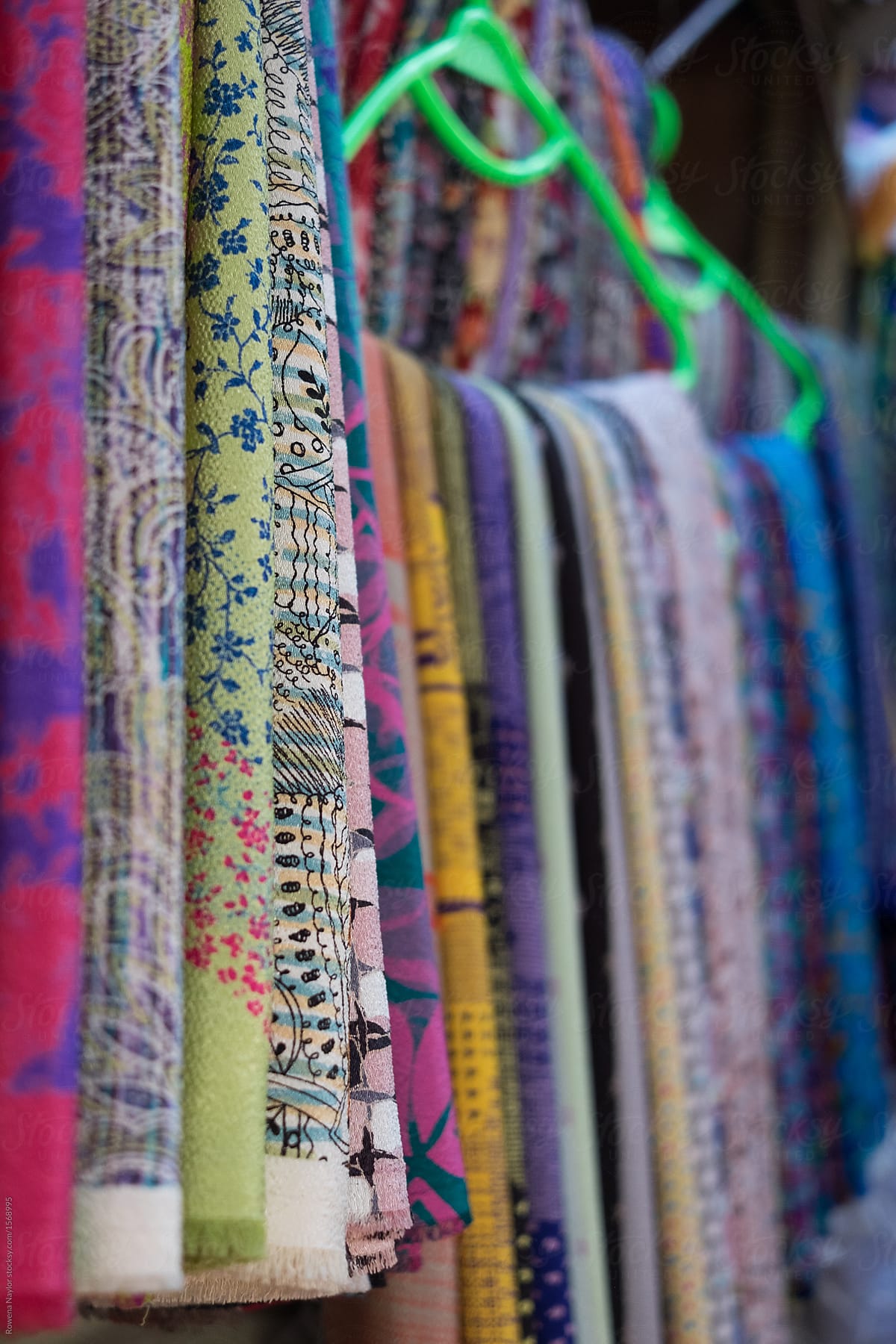 Traditional Burmese scarves for sale at Yangon market