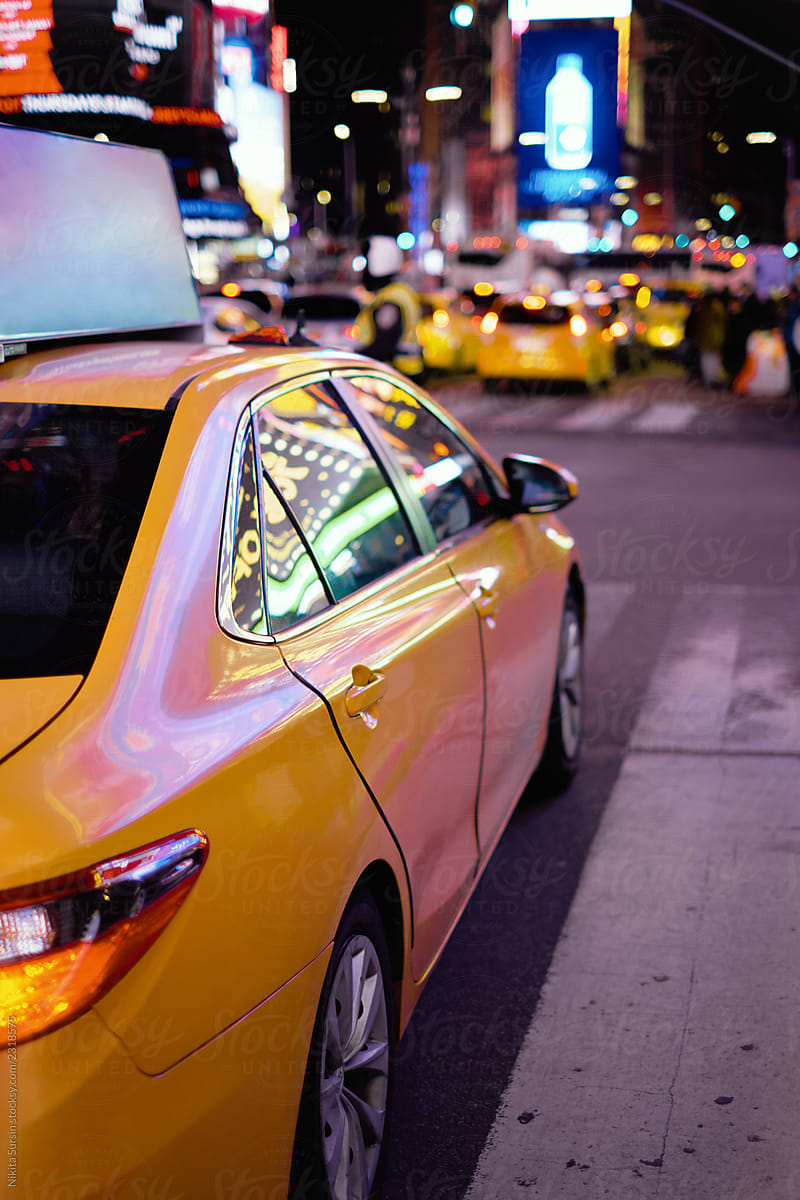 The taxicabs of New York City at night Time Square