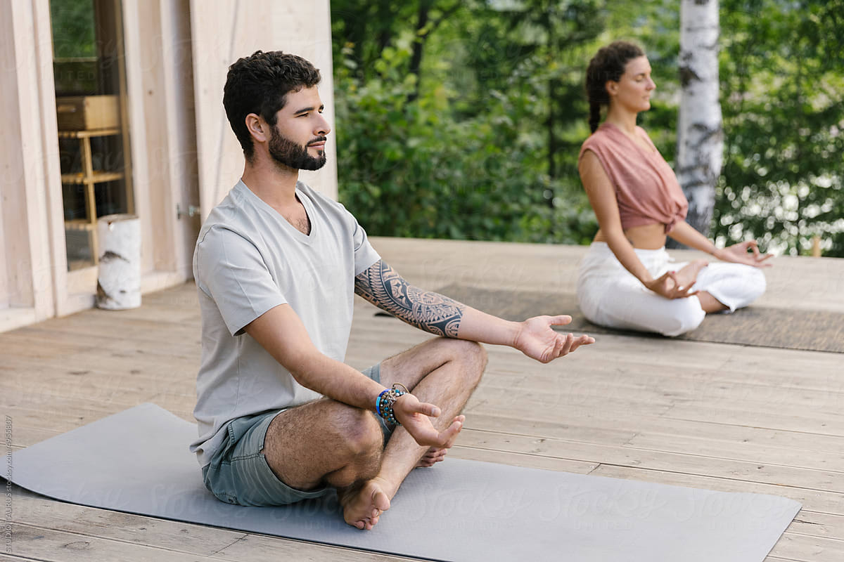 Couple In A Lotus Pose, Meditating