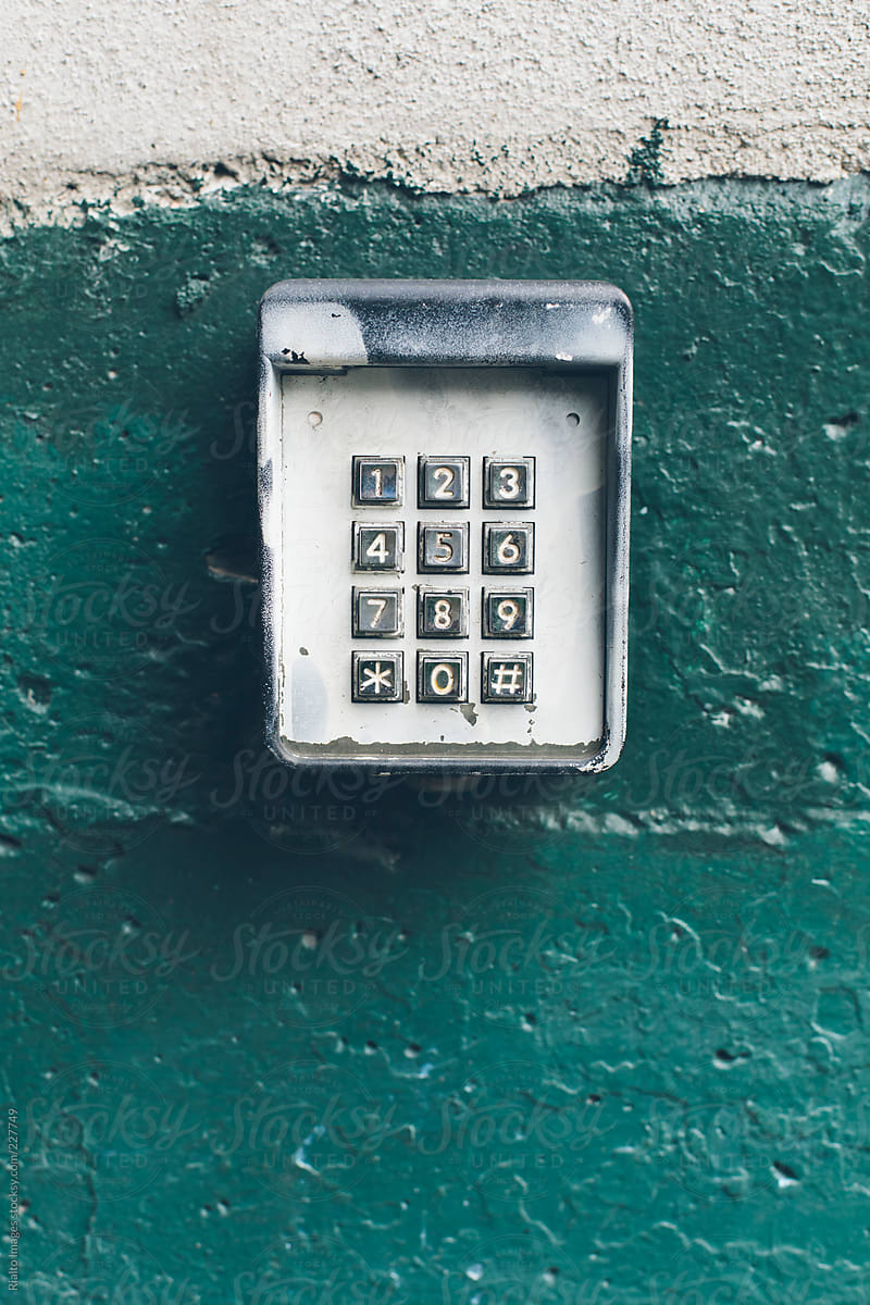 Security access keypad on building exterior