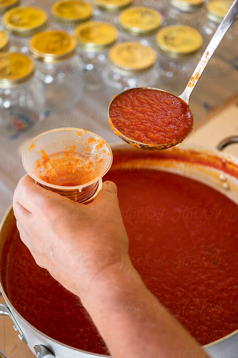 Bottle homemade Italian tomato sauce passata