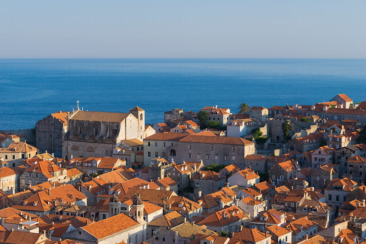 Dubrovnik, Croatia - Elevated View of the Old Town and the Adriatic Sea