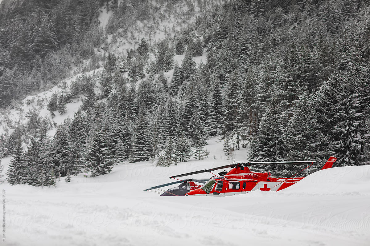 Life Save Rescue Helicopters in the mountain