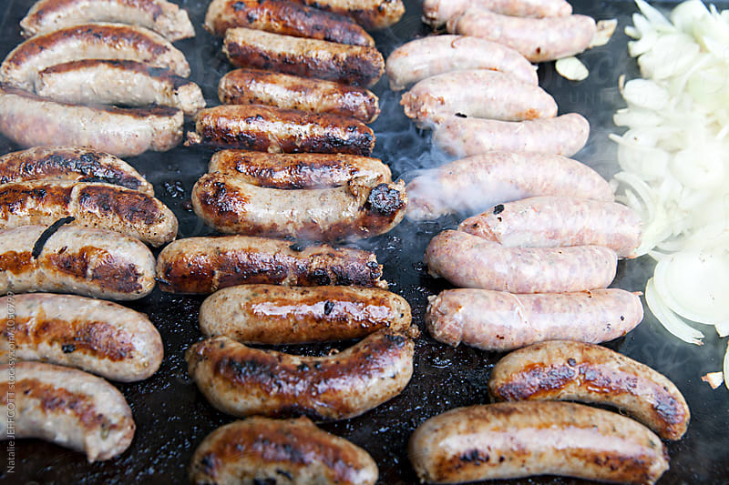 close up of sausages on BBQ at Australian Election Day Sausage Sizzle