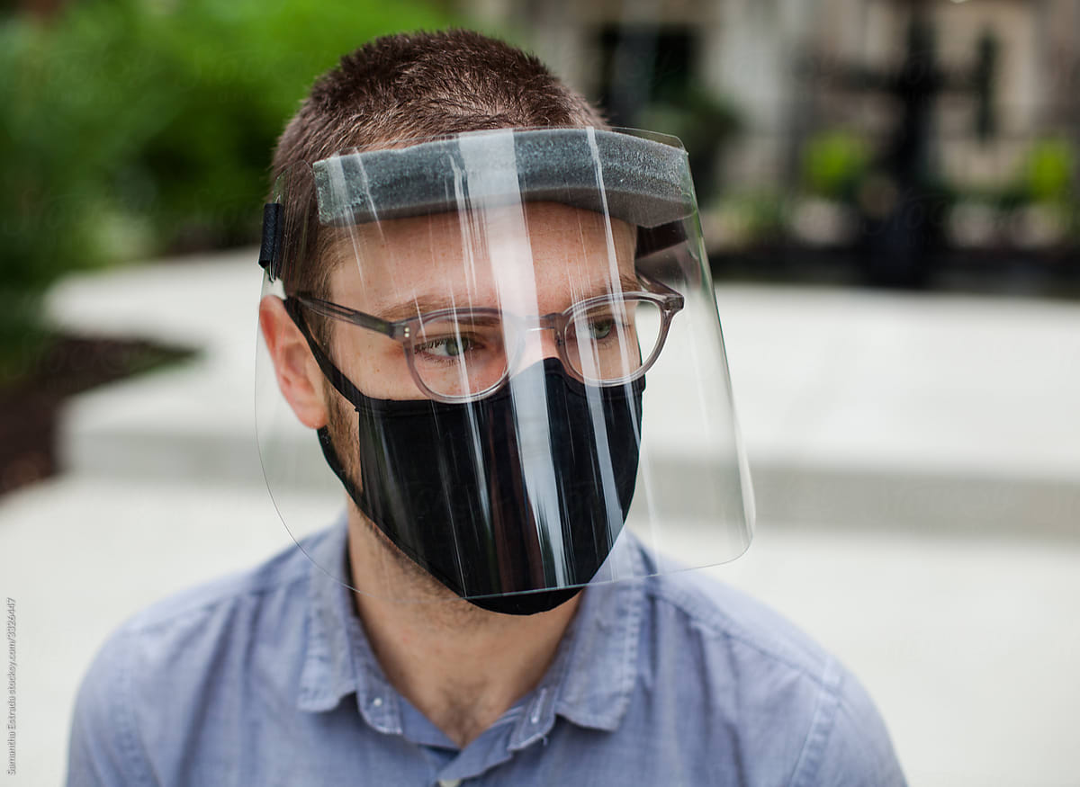Young man in Face shield