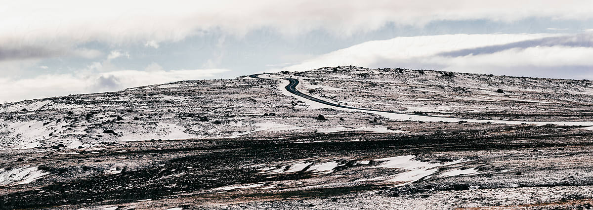 Road Through Remote Icelandic Highlands In Early Winter