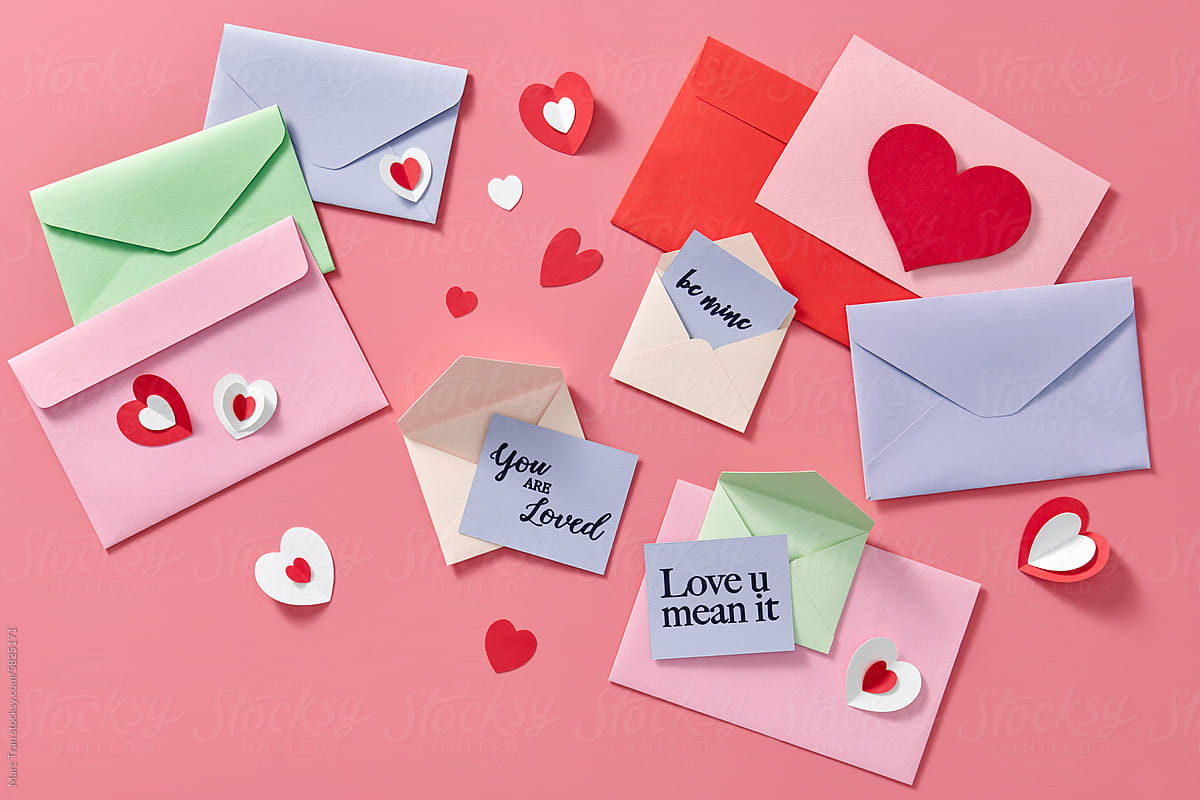 Happy Valentine`s day background by love letters