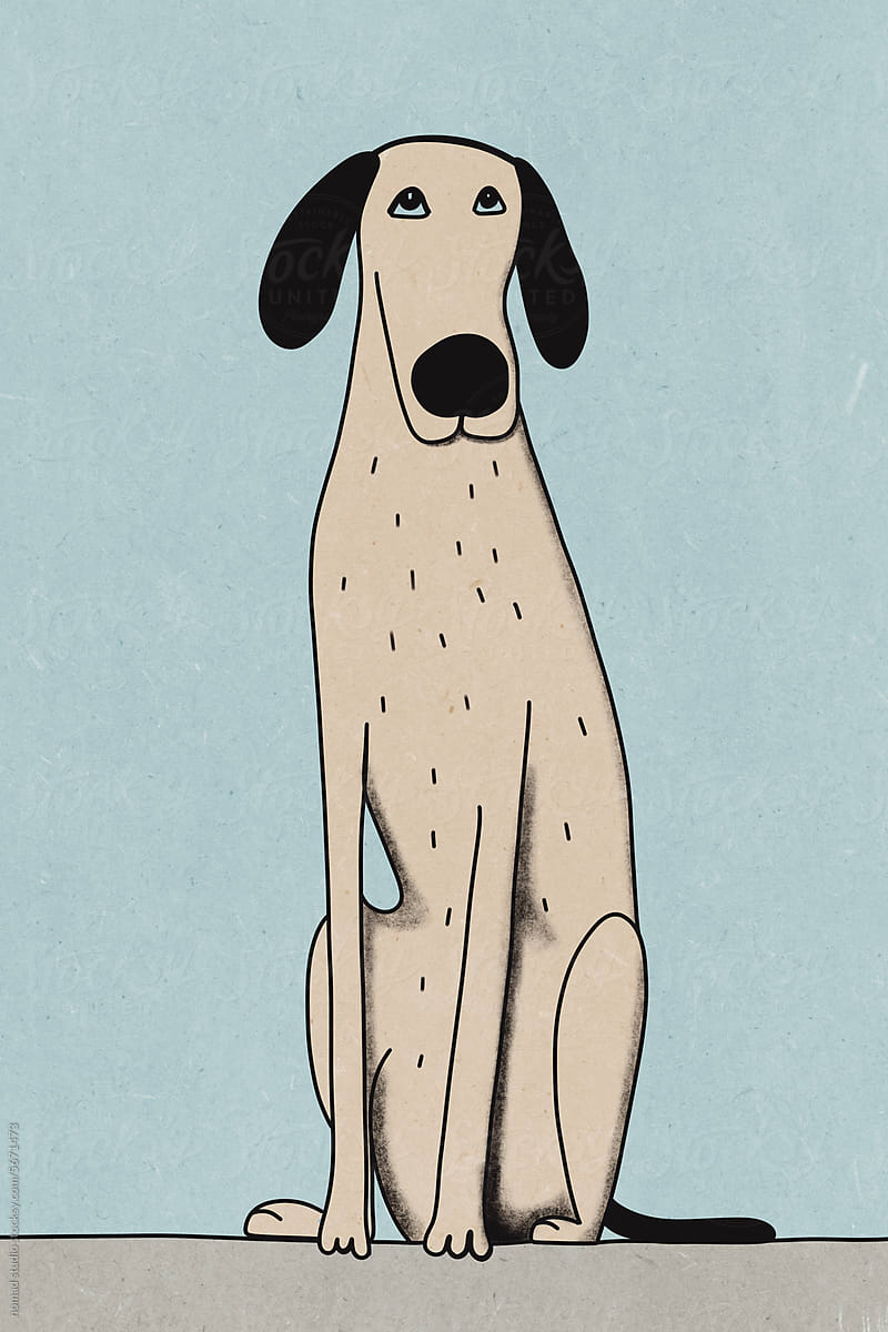 illustration of a dog sitting on the floor