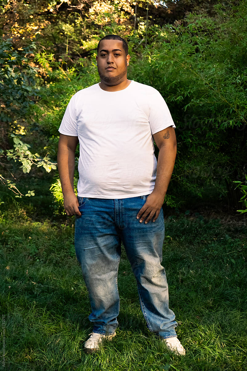 Portrait of plus size black boy