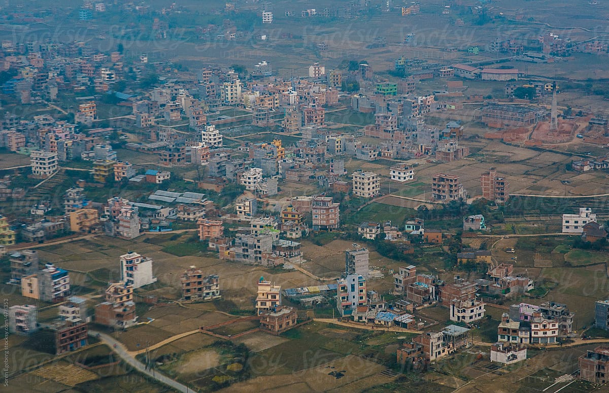 Aerial view of Kathmandu city in Nepal, Asia