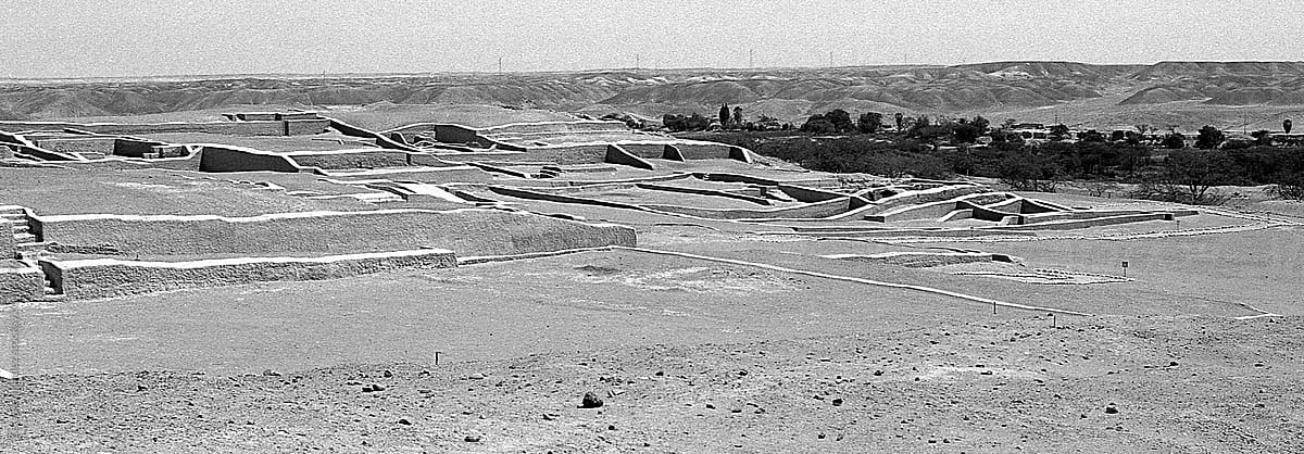 cahuachi ruins in nazca in the desert of peru