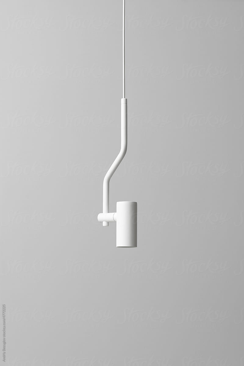 Closeup view at hanging metal bent lamp