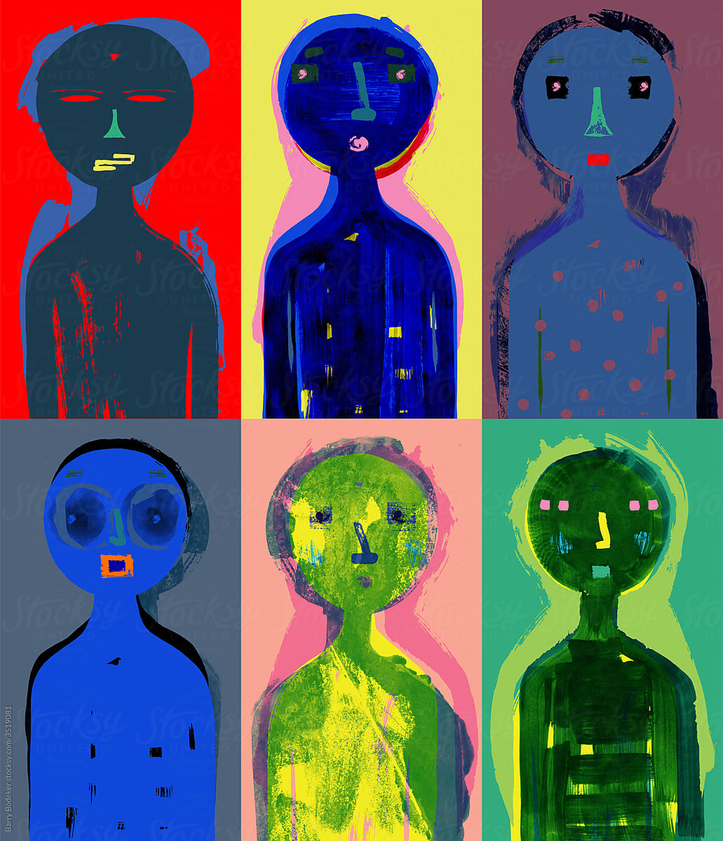 Colorful Grunge Texture People Illustration