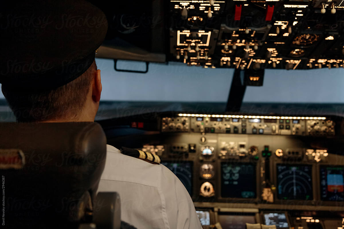 Pilot working in flight deck