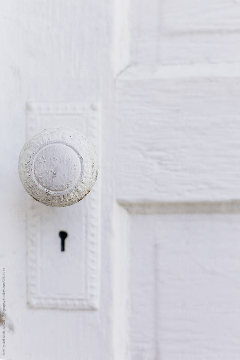 Painted white antique doorknob