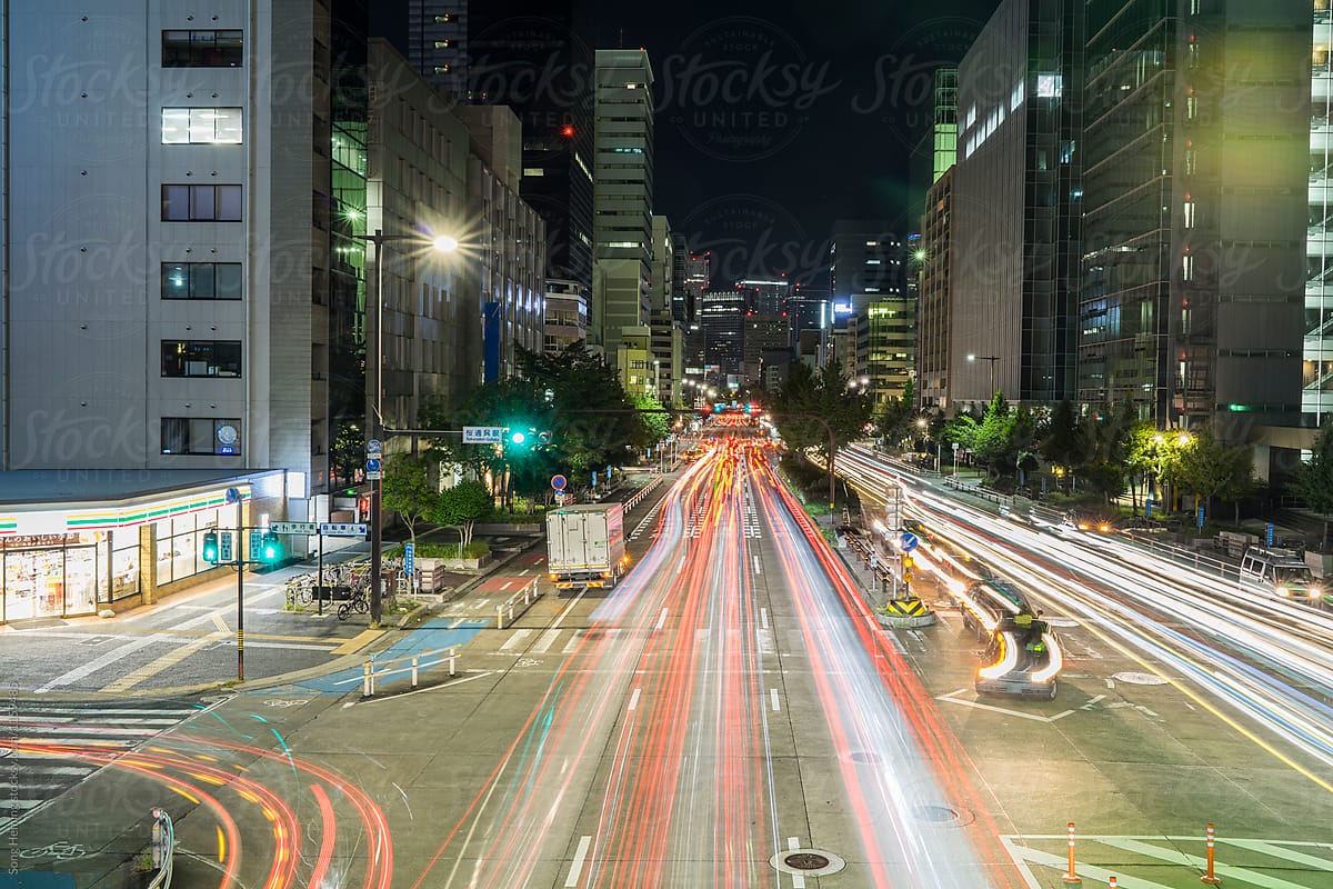 Japanese road at night