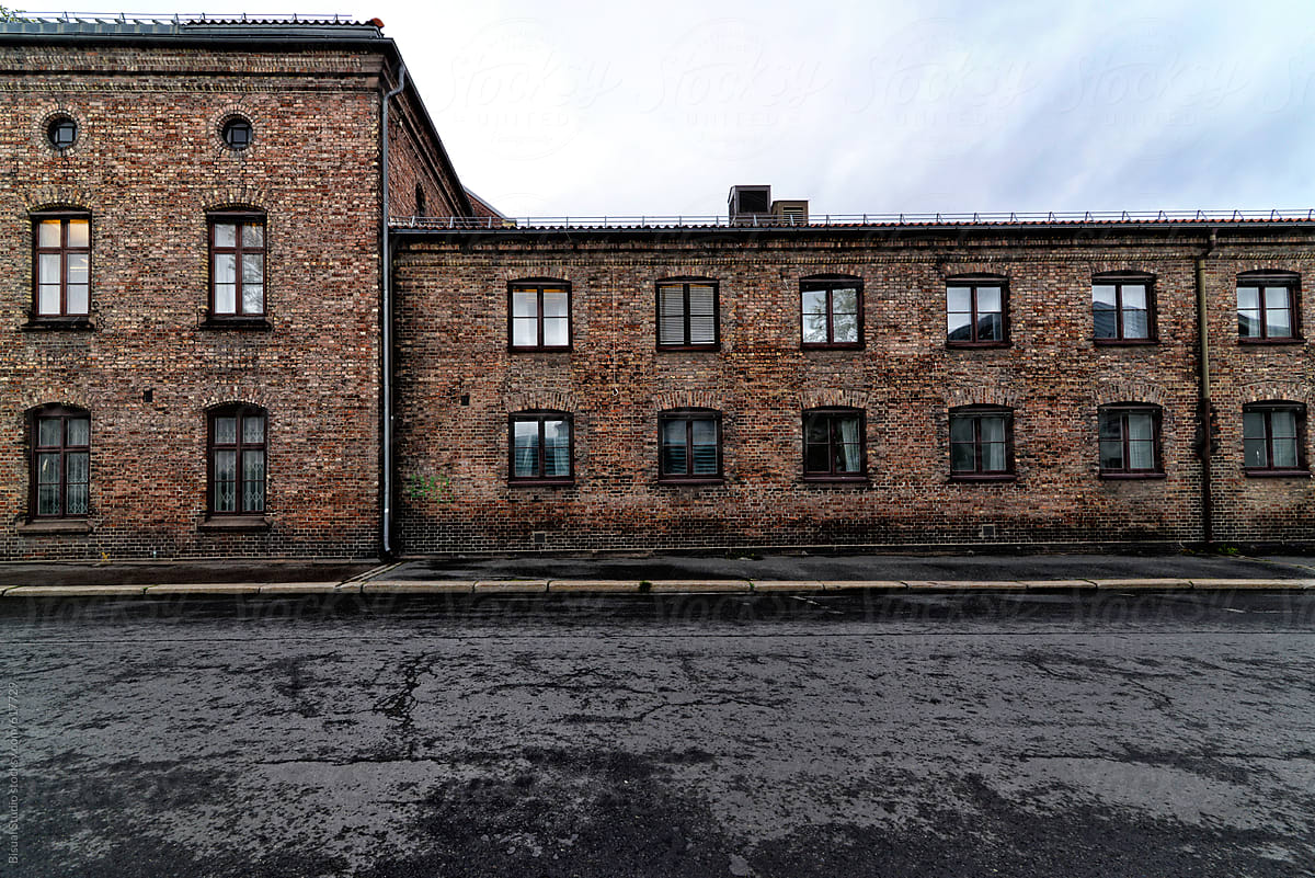 Exterior of an old brick factory