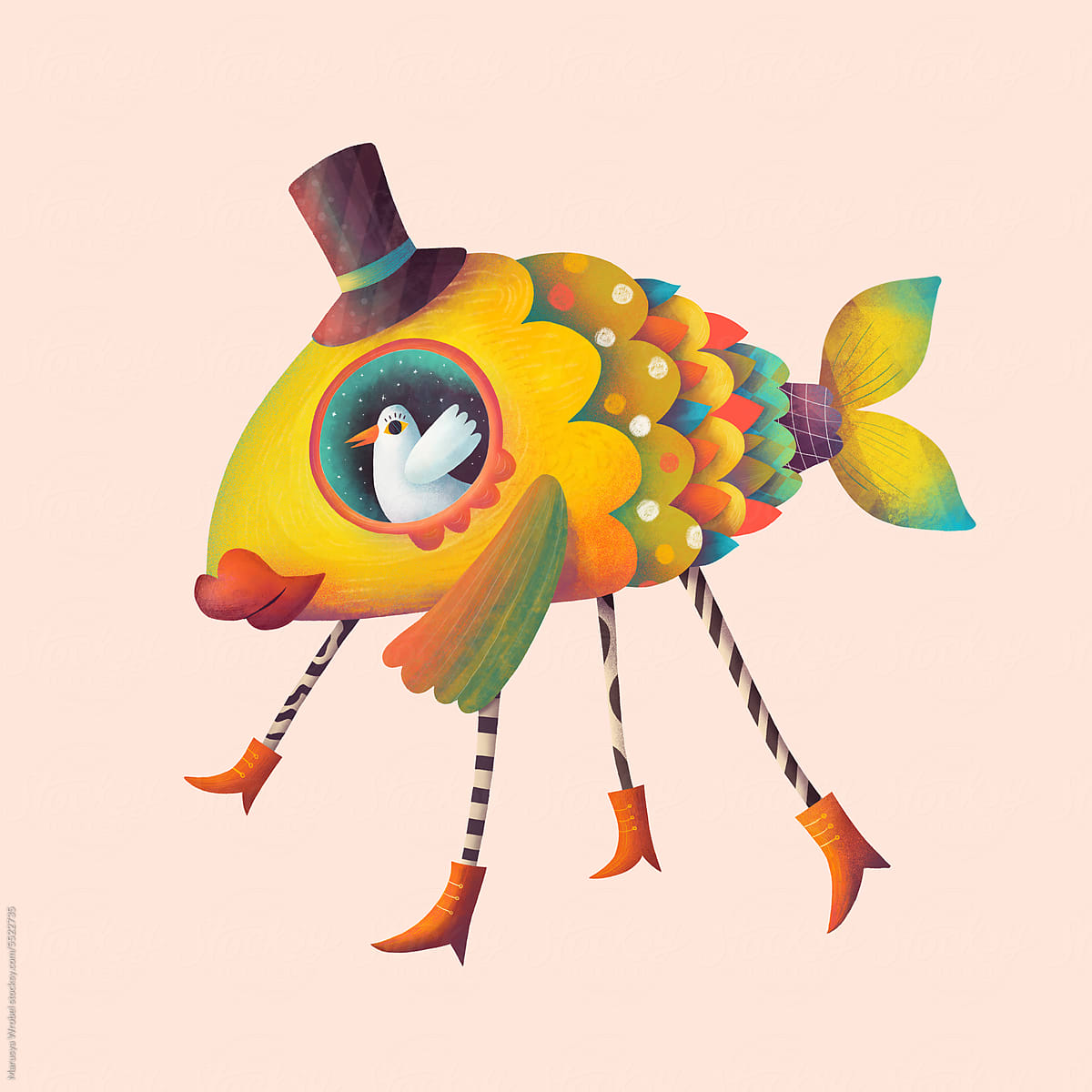 Fairy circus character fish with legs