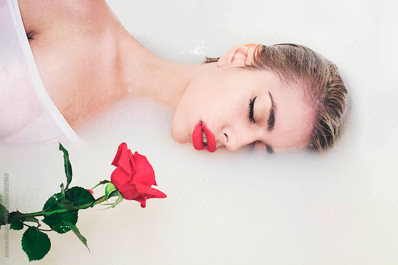 Woman relaxing in bath stock photo. Image of holiday 
