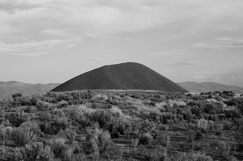 Gravel pile and field of sagebrush, near Jackpot, Nevada