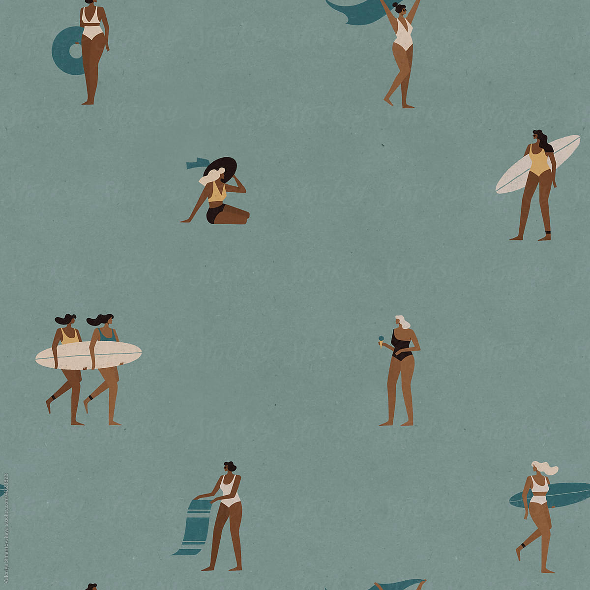 women in swimwear illustration