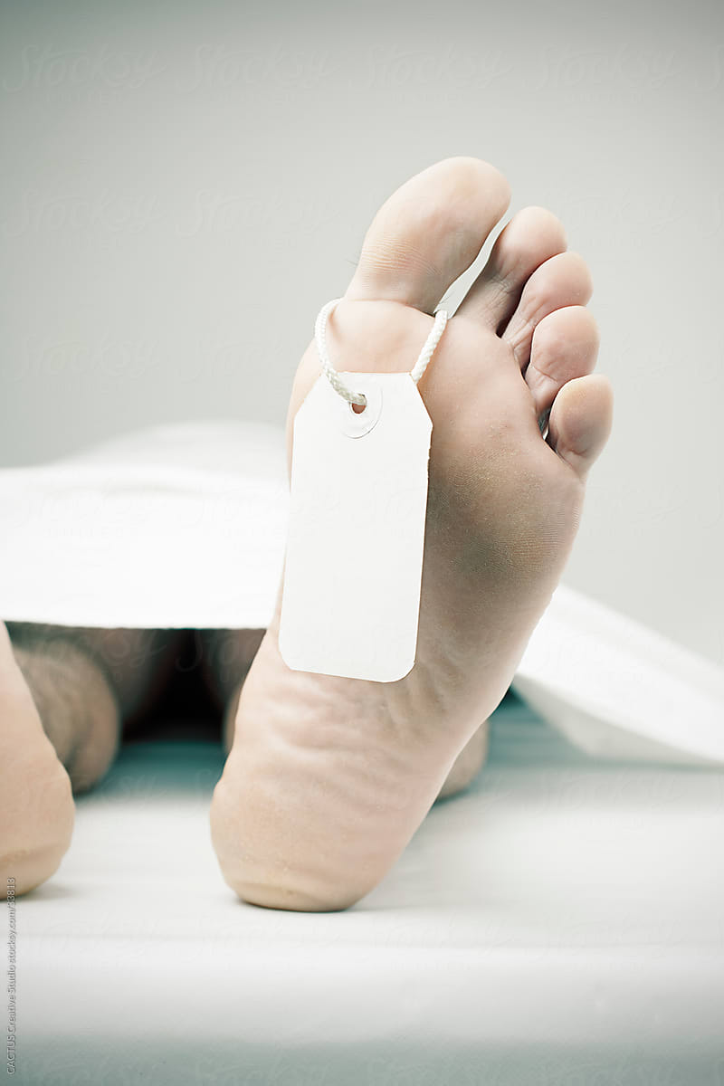 Foot of a dead person.