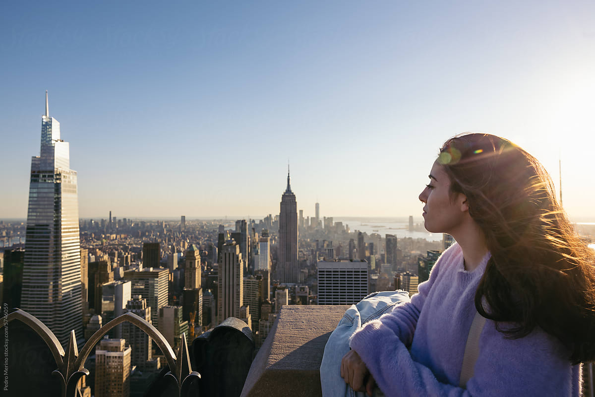 Woman on a skyscraper in New York