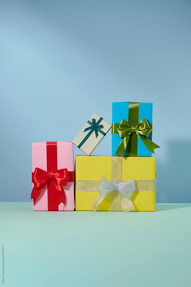 gift boxes on color background