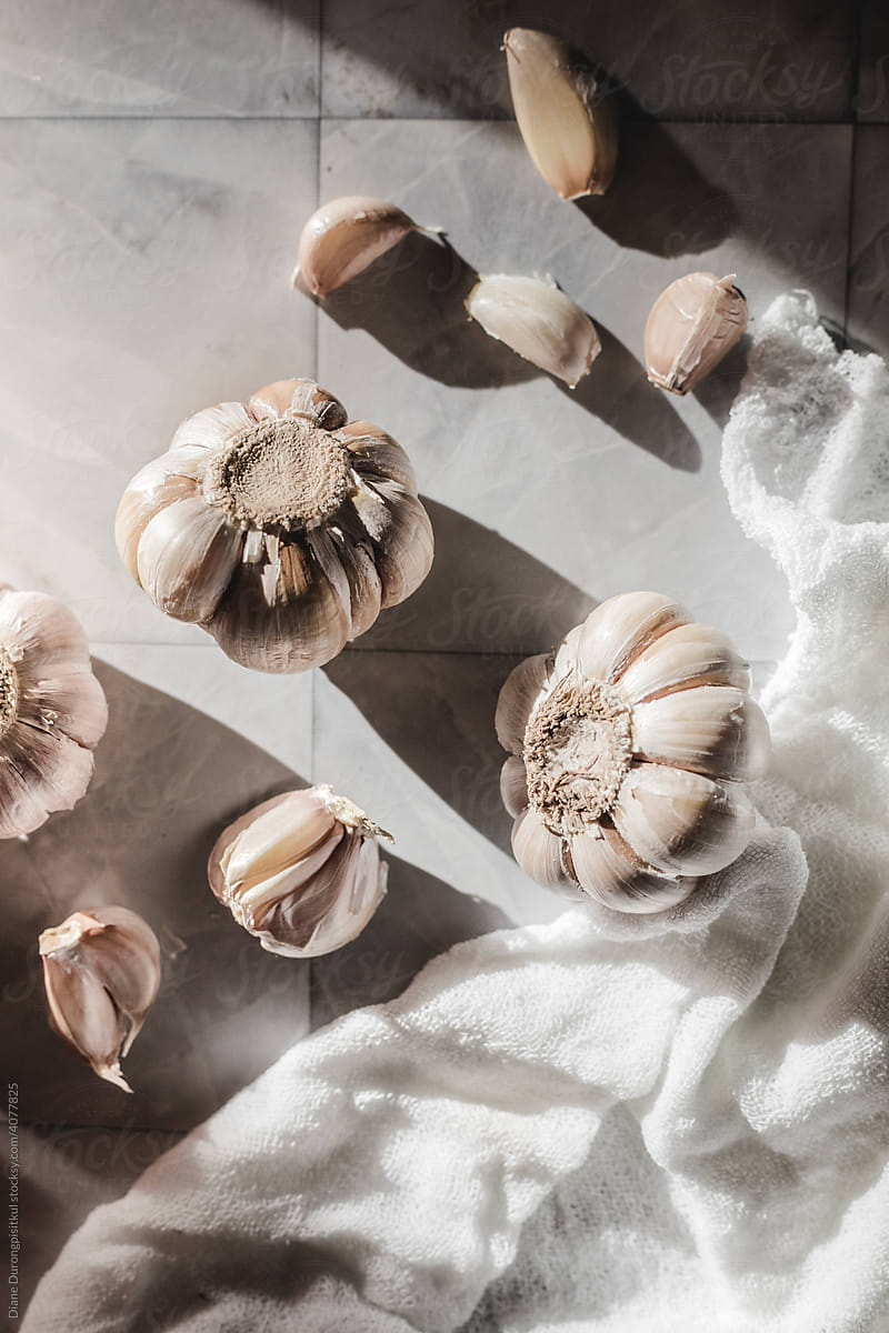 Garlic Cloves on White Background