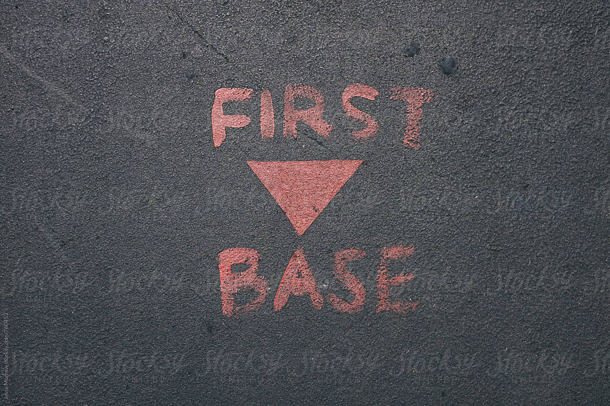 first base painted on concrete