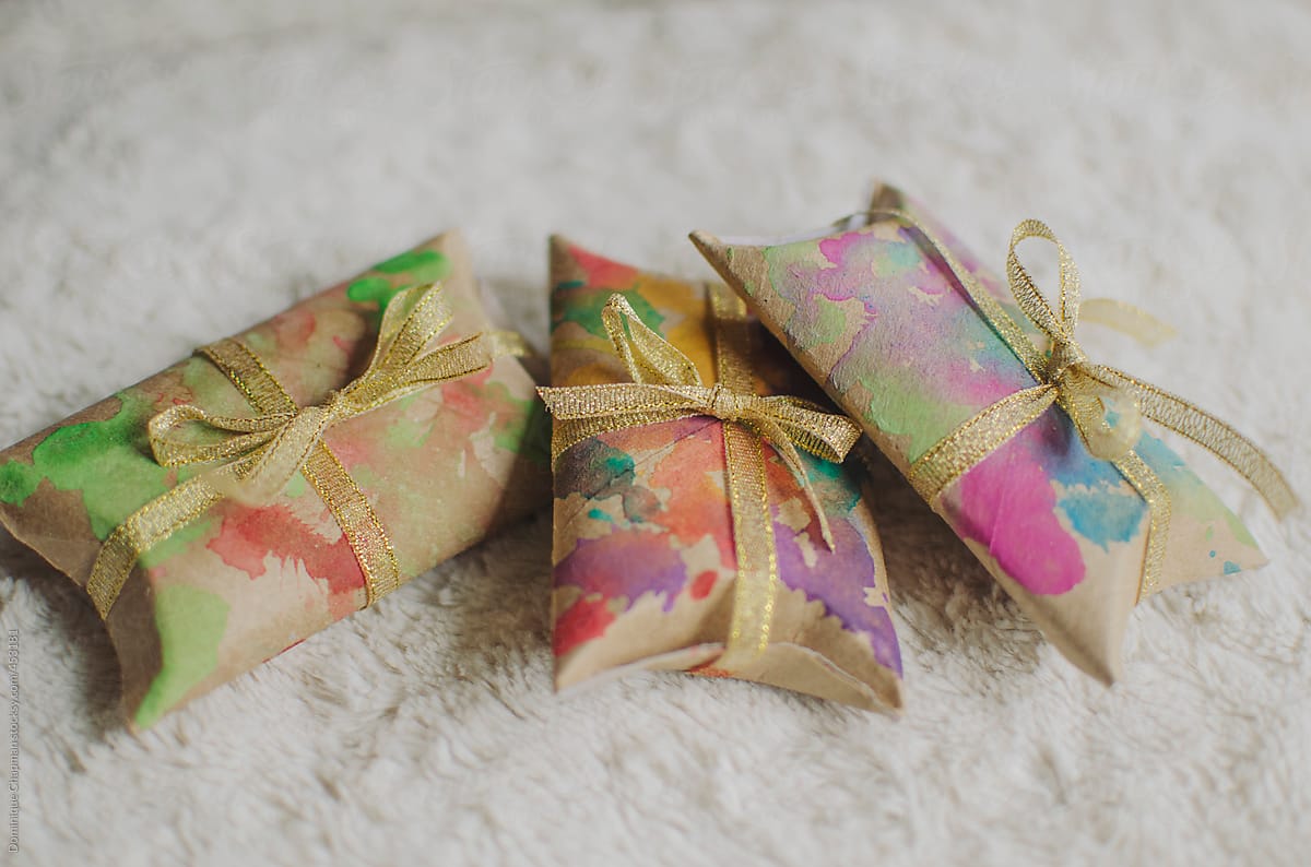 Recycled watercolour christmas gift boxes