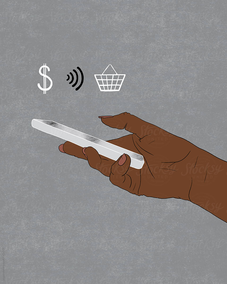 Contactless phone payment illustration