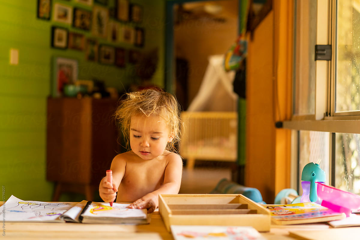 A toddler drawing