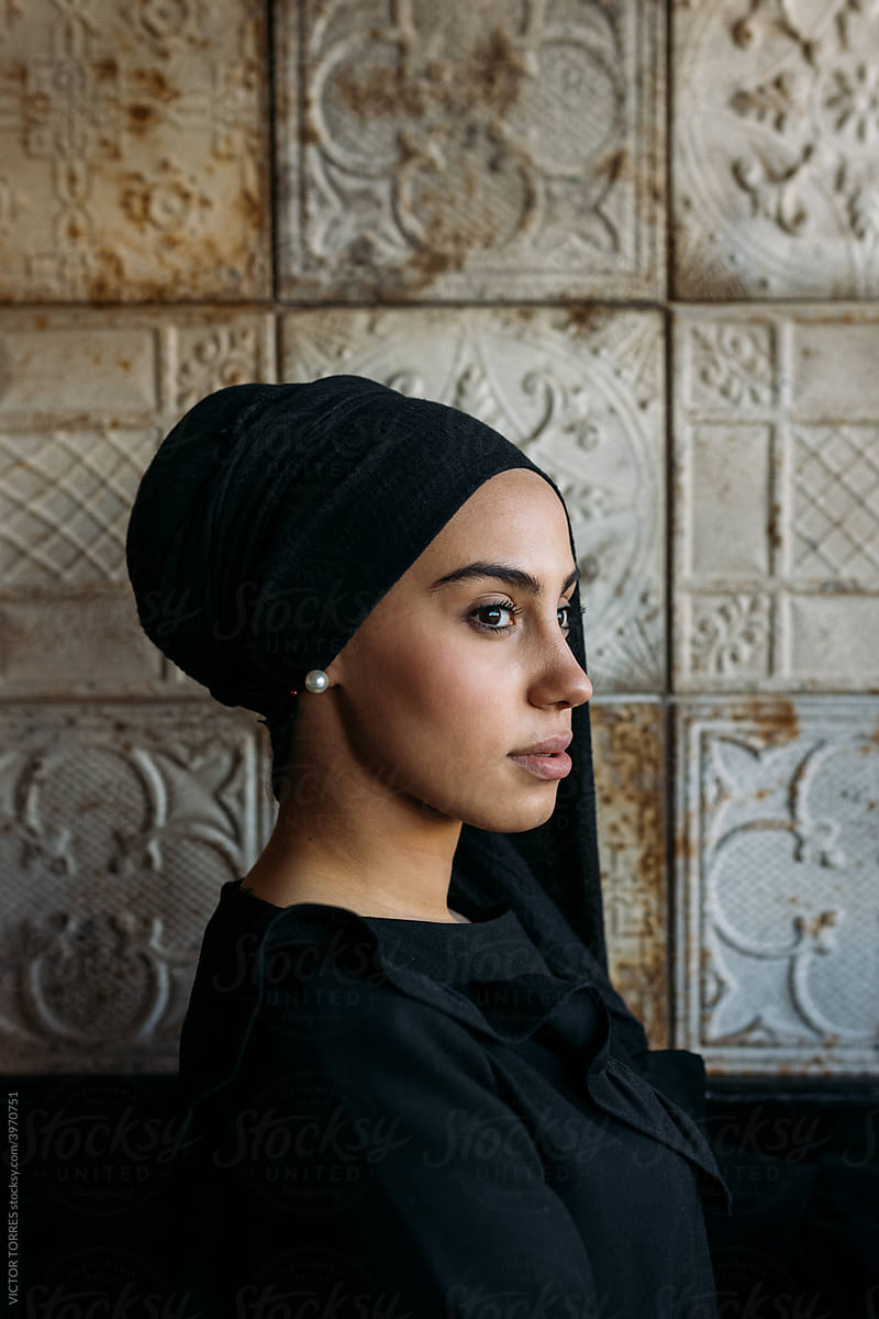 Young Muslim Woman In Black Hijab by 