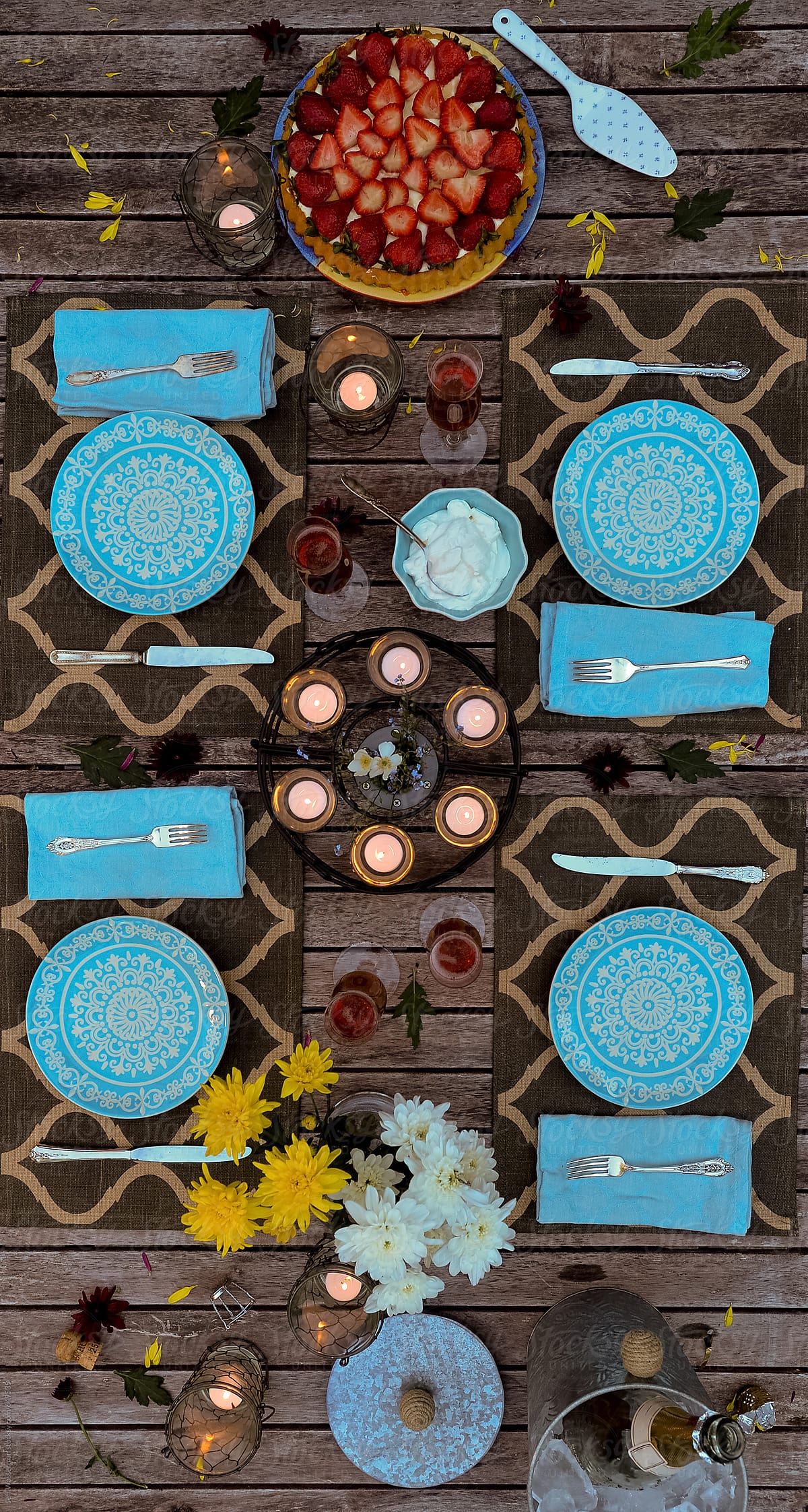 Place Settings Overhead at  Garden Dinner Party